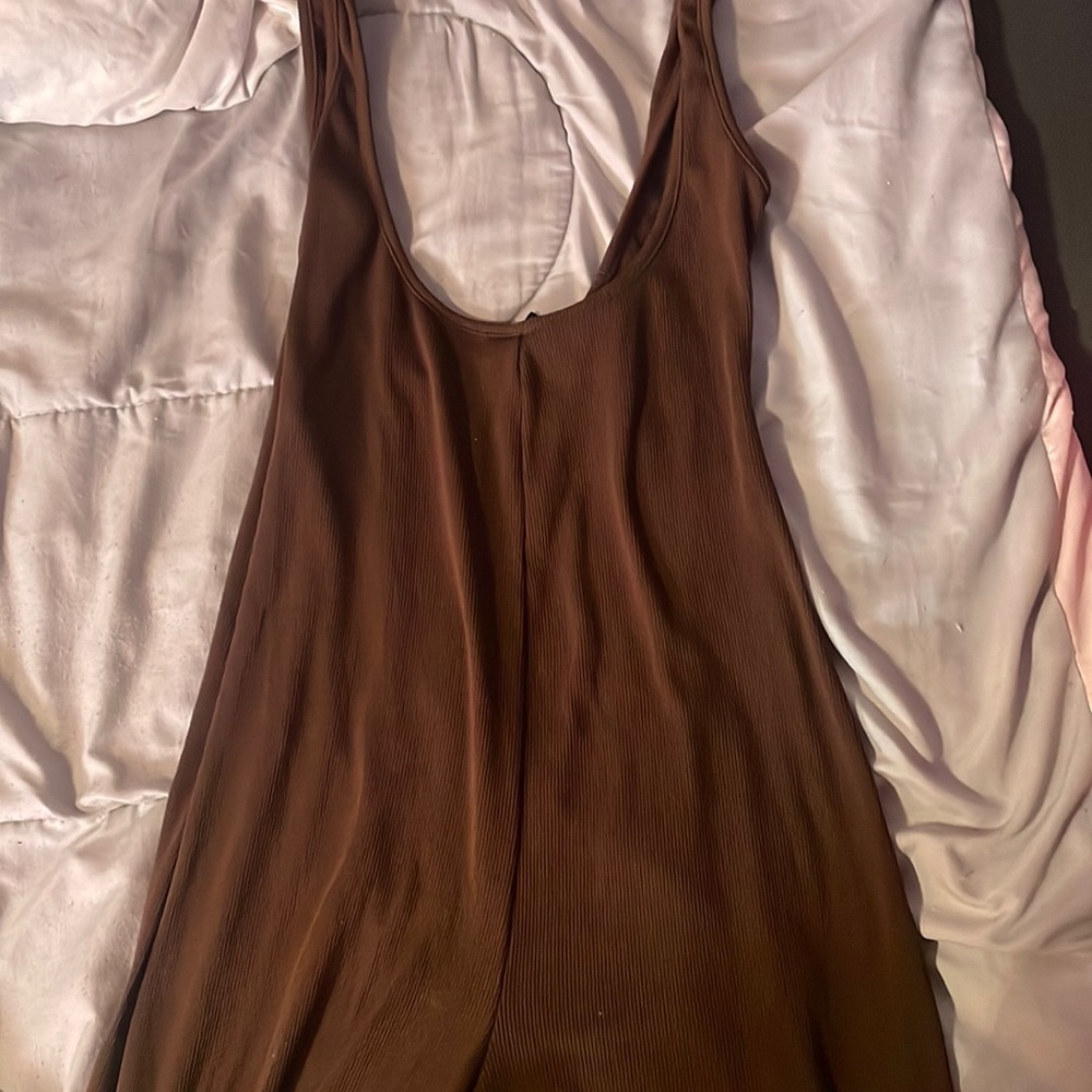 Brown pants with shoulder straps